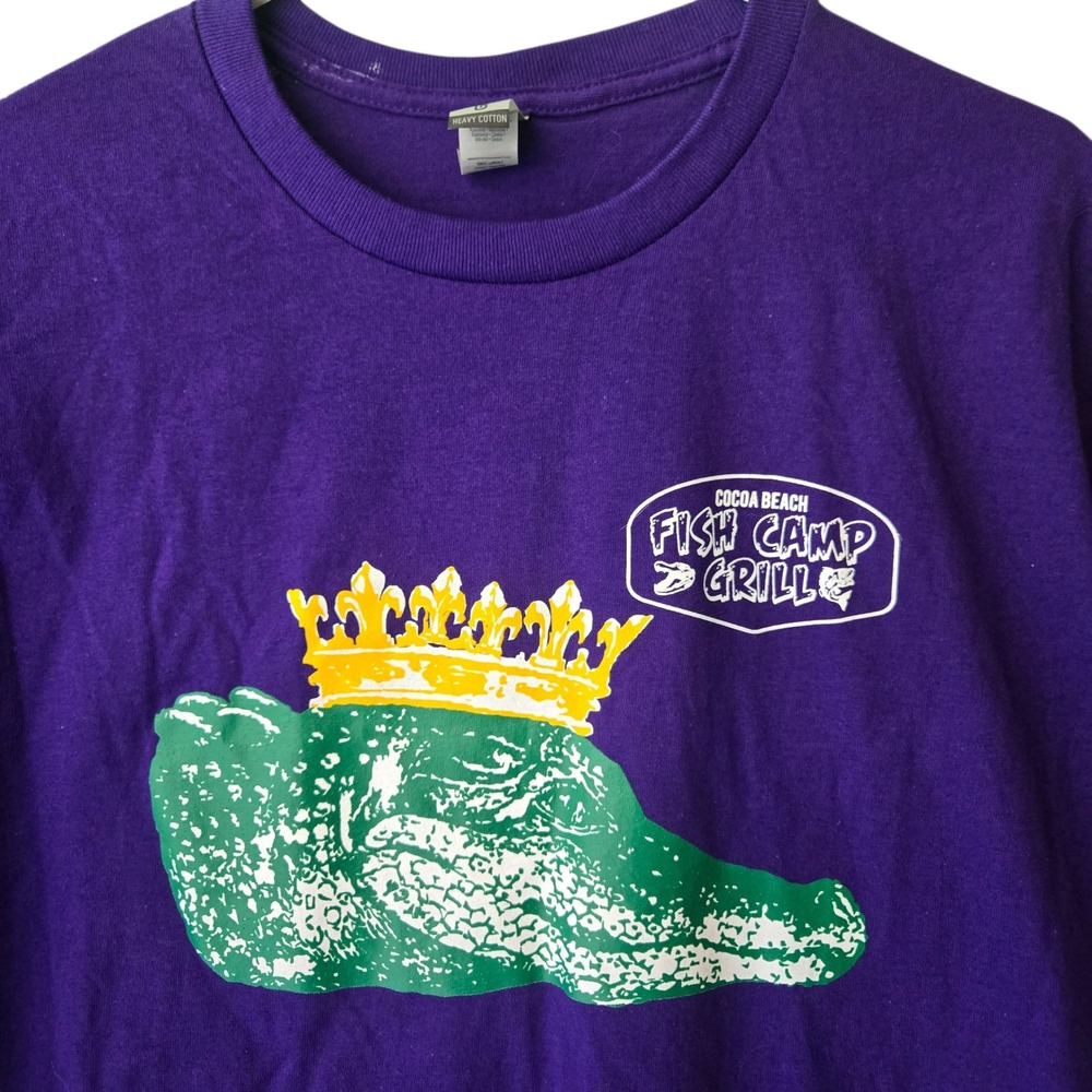 Gildan Fish Camp Grill Cocoa‎ Beach Bayou to da Beach Purple Graphic Tee Mens XL